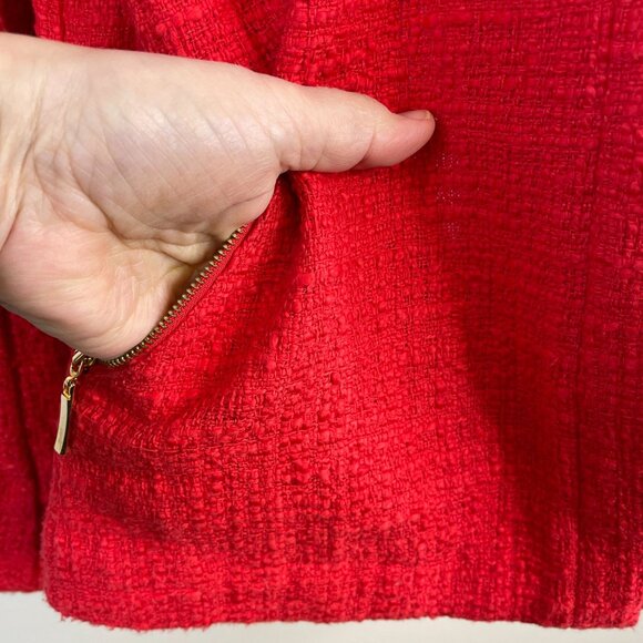Alfani Womens Zip Front Jacket Size 12 Poppy Red Career Blazer Weekend Travel - Picture 5 of 9